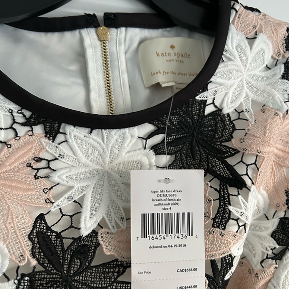 Kate Spade Tiger Lily Blush Flower Lace Dress Size 4 Embroidered - Picture 5 of 6